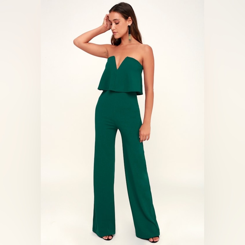 Elegant Green Strapless Jumpsuit